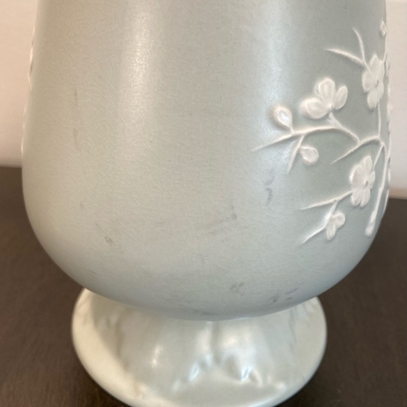 VTG Spode Copeland Vase Planter Cherry Blossom Mint Green Made in England - Picture 3 of 7